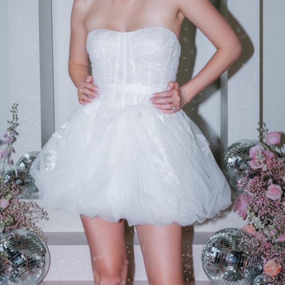 White Strapless Babydoll Mini Dress